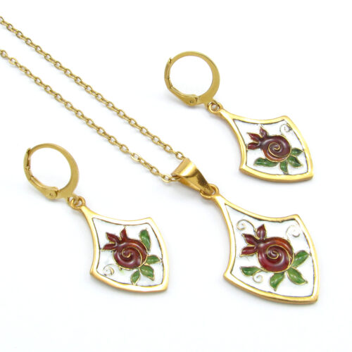 نیم ست مدال و گوشواره مس طرح انار T1008M